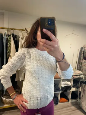 White Scalloped Neck Sweater