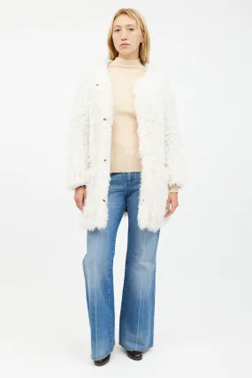 White Shaggy Faux Fur Jacket