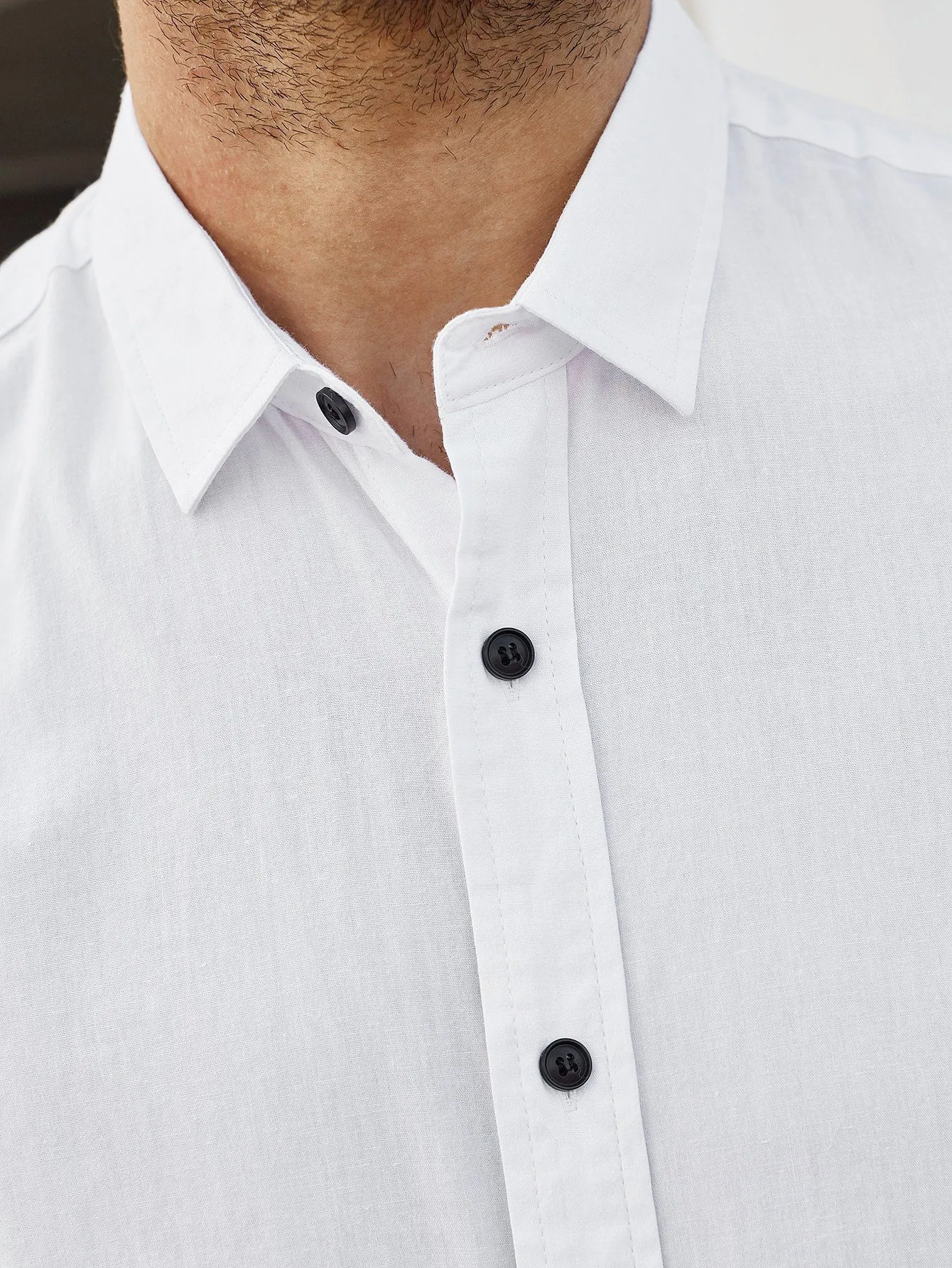 White Solid Button Up Shirt