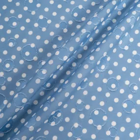 White Spotted Sky Blue Cotton Voile Jacquard