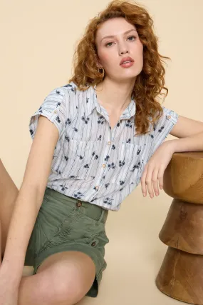 White Stuff Ellie Stripe Embroidered Shirt