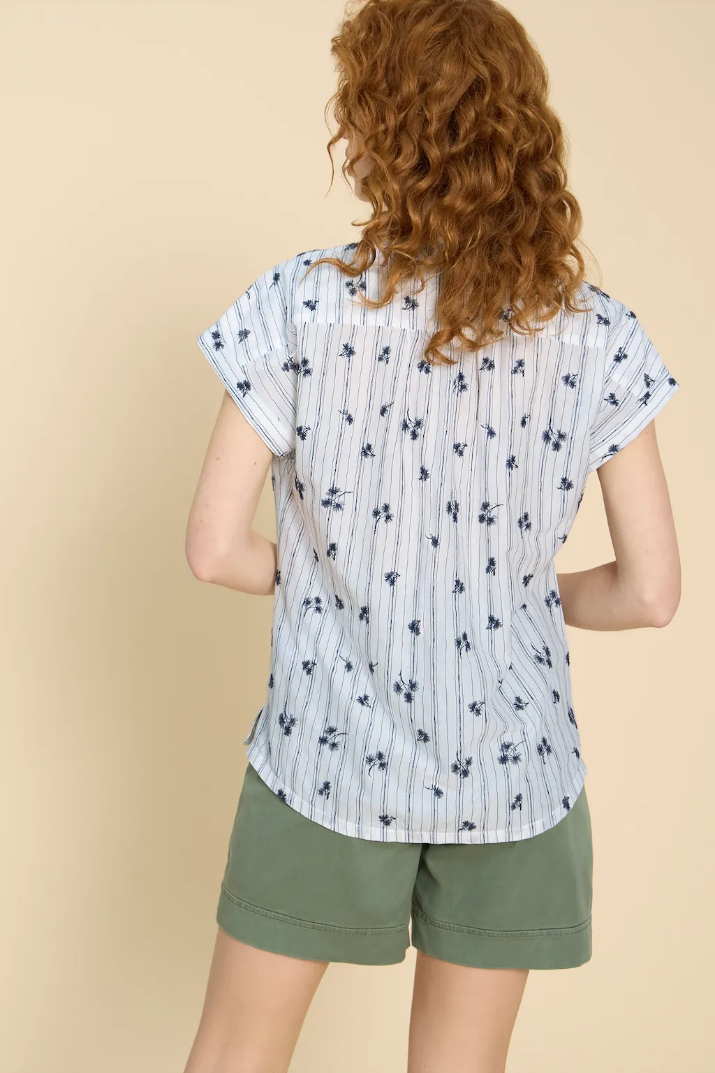 White Stuff Ellie Stripe Embroidered Shirt