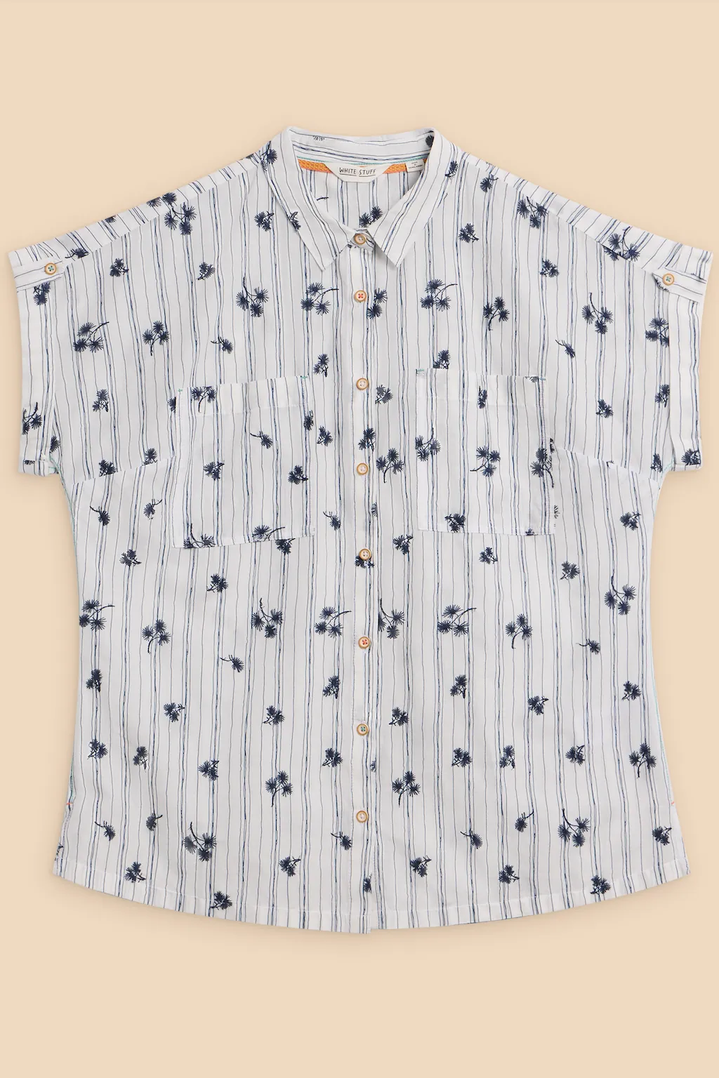 White Stuff Ellie Stripe Embroidered Shirt