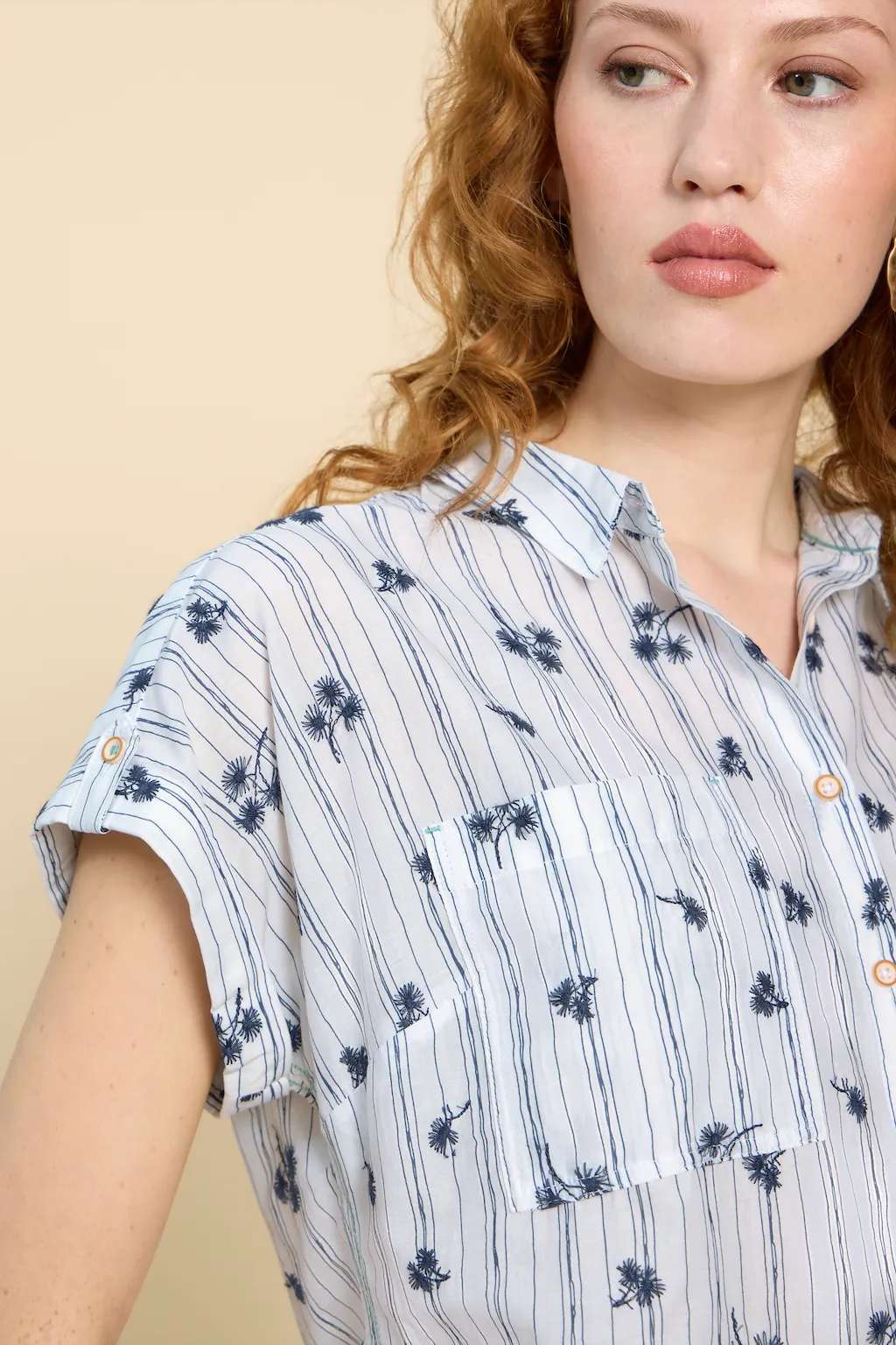 White Stuff Ellie Stripe Embroidered Shirt