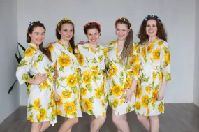 WHITE SUNFLOWER ROBES FOR BRIDESMAIDS | GETTING READY BRIDAL ROBES