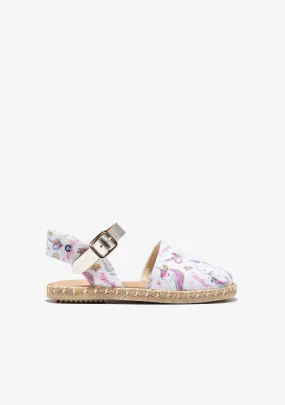 White Unicorns  Buckle Espadrilles