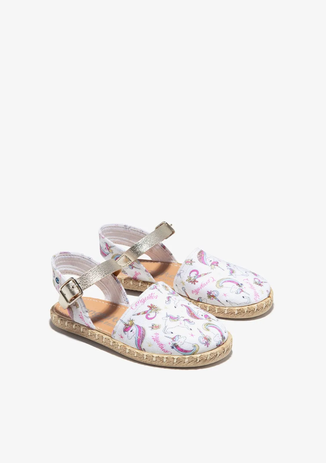 White Unicorns  Buckle Espadrilles