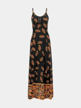 Wholesale Backless Spaghetti Strap Black Maxi Dress
