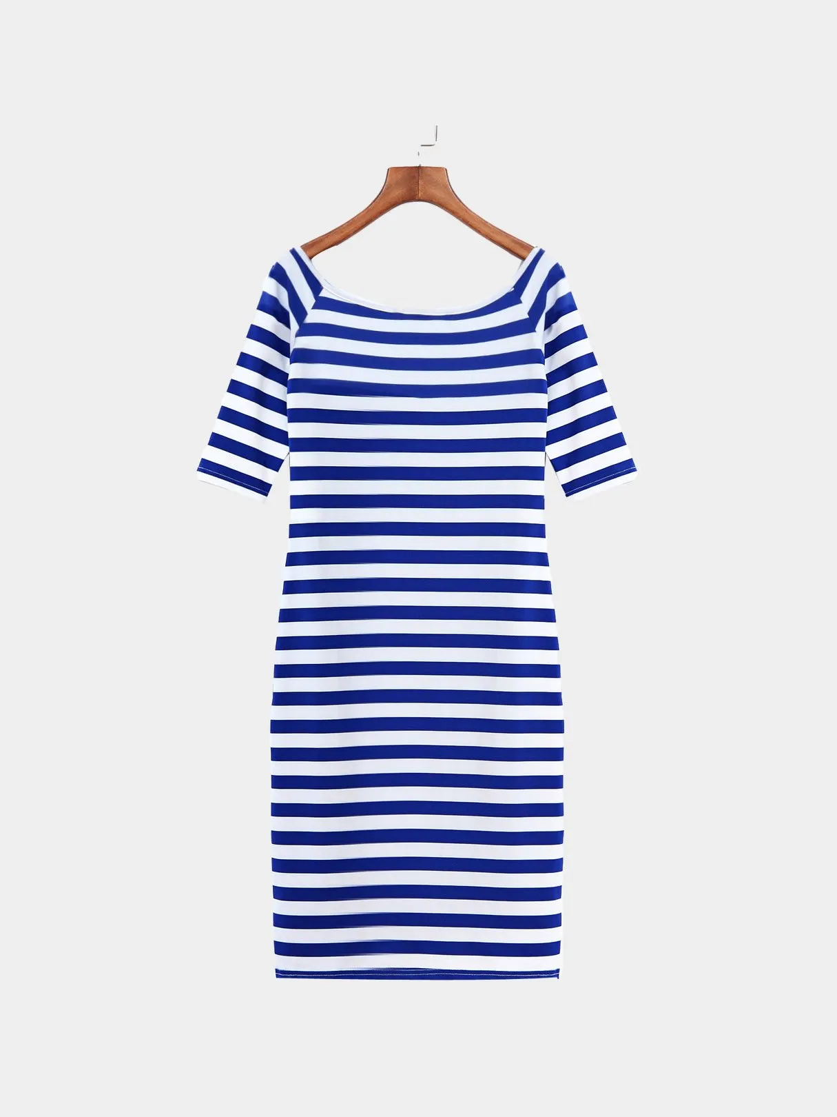 Wholesale Bateau Off The Shoulder Half Sleeve Stripe Dresses