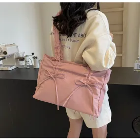 Wholesale Fashion pleated large capacity bow tote bag women's bag shoulder underarm bag