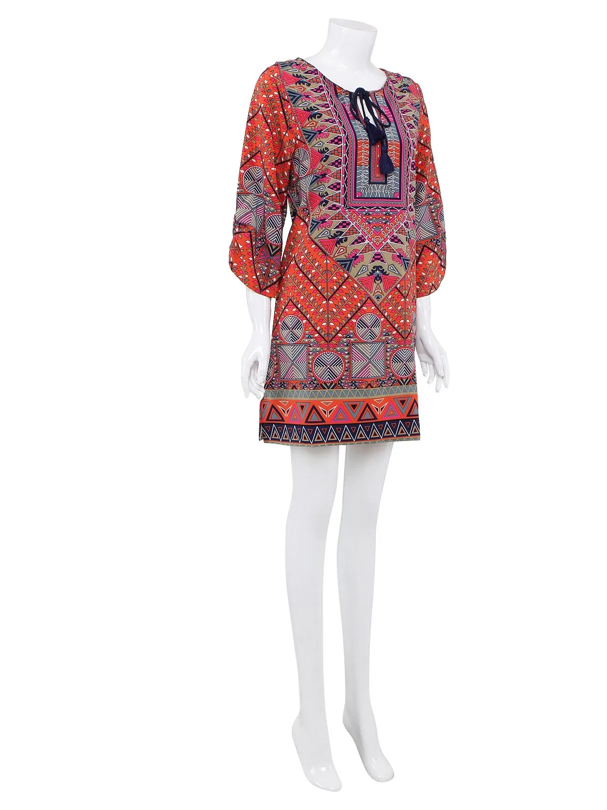 Wholesale Floral Print 3/4 Sleeve Length Fashion Dresses