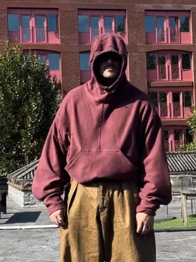 Wiaofellas  -  Fashion Casual Hooded Pullover For Male Oversized Bat Sleeve Cropped Hoodies Street Y2k Autumn Solid Hip Pop Pocket Hoodies
