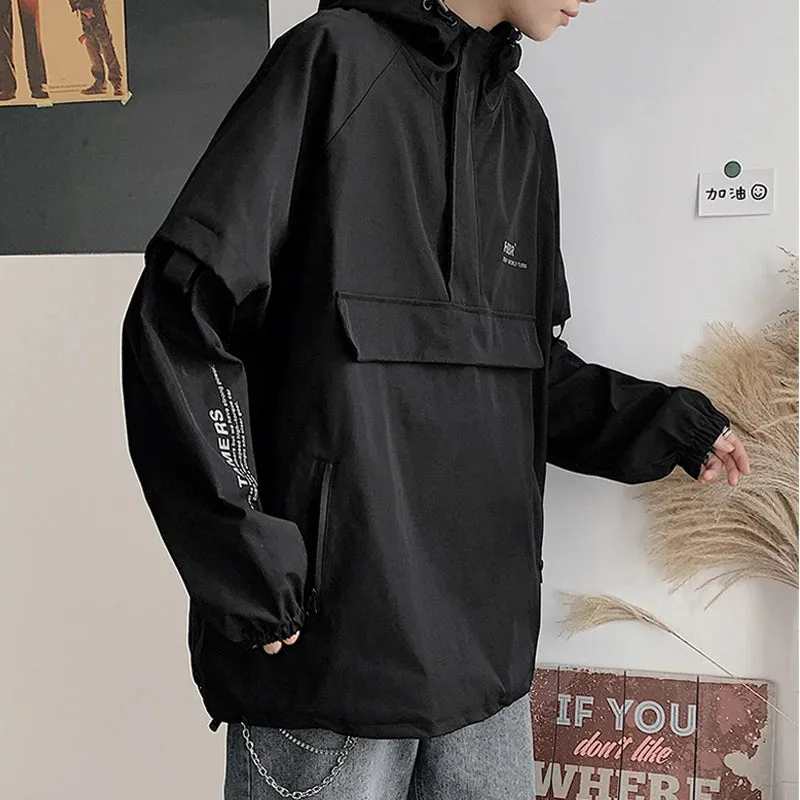 Wiaofellas  -  New Autumn Streetwear Men Jackets Zipper Up Jacket Windbreaker Harajuku Thin Coats Loose Harajuku Oversized Outwear
