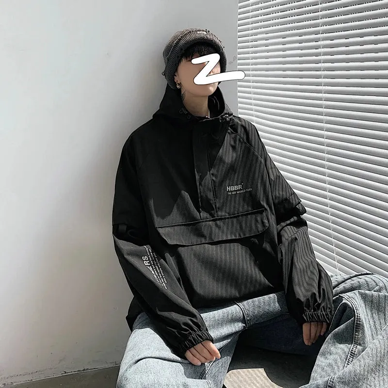 Wiaofellas  -  New Autumn Streetwear Men Jackets Zipper Up Jacket Windbreaker Harajuku Thin Coats Loose Harajuku Oversized Outwear