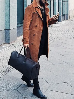 Wiaofellas  -  Vintage Double-breasted Trench Windbreaker Mens Streetwear Fashion Solid Color Loose Long Cardigans Men Trendy Lapel Overcoats
