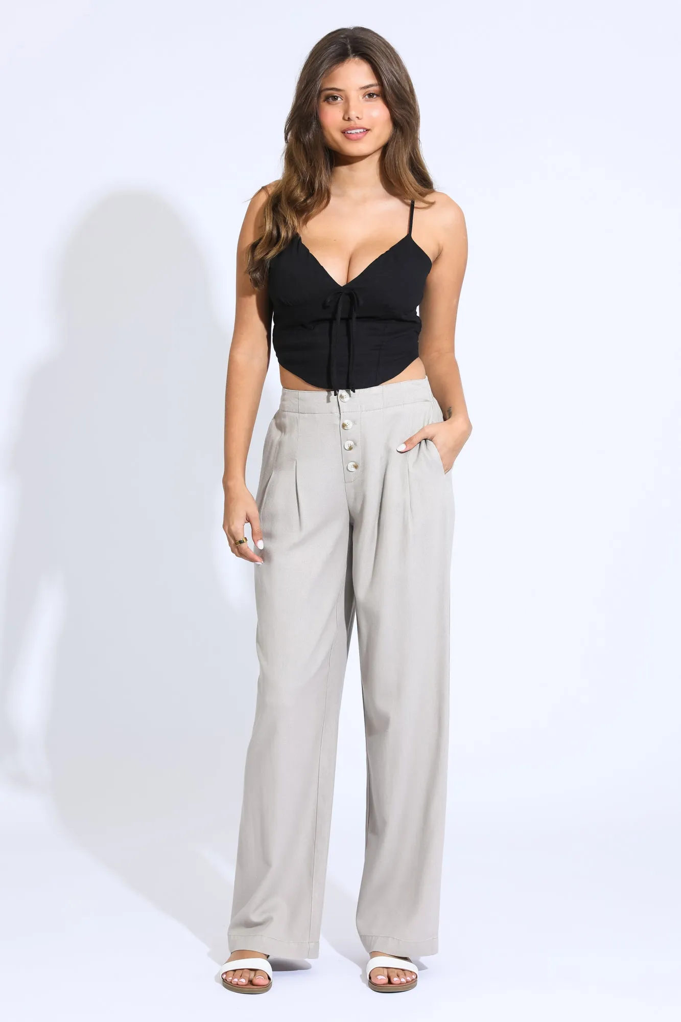 WIDE LEG BEACH PANT - TAUPE