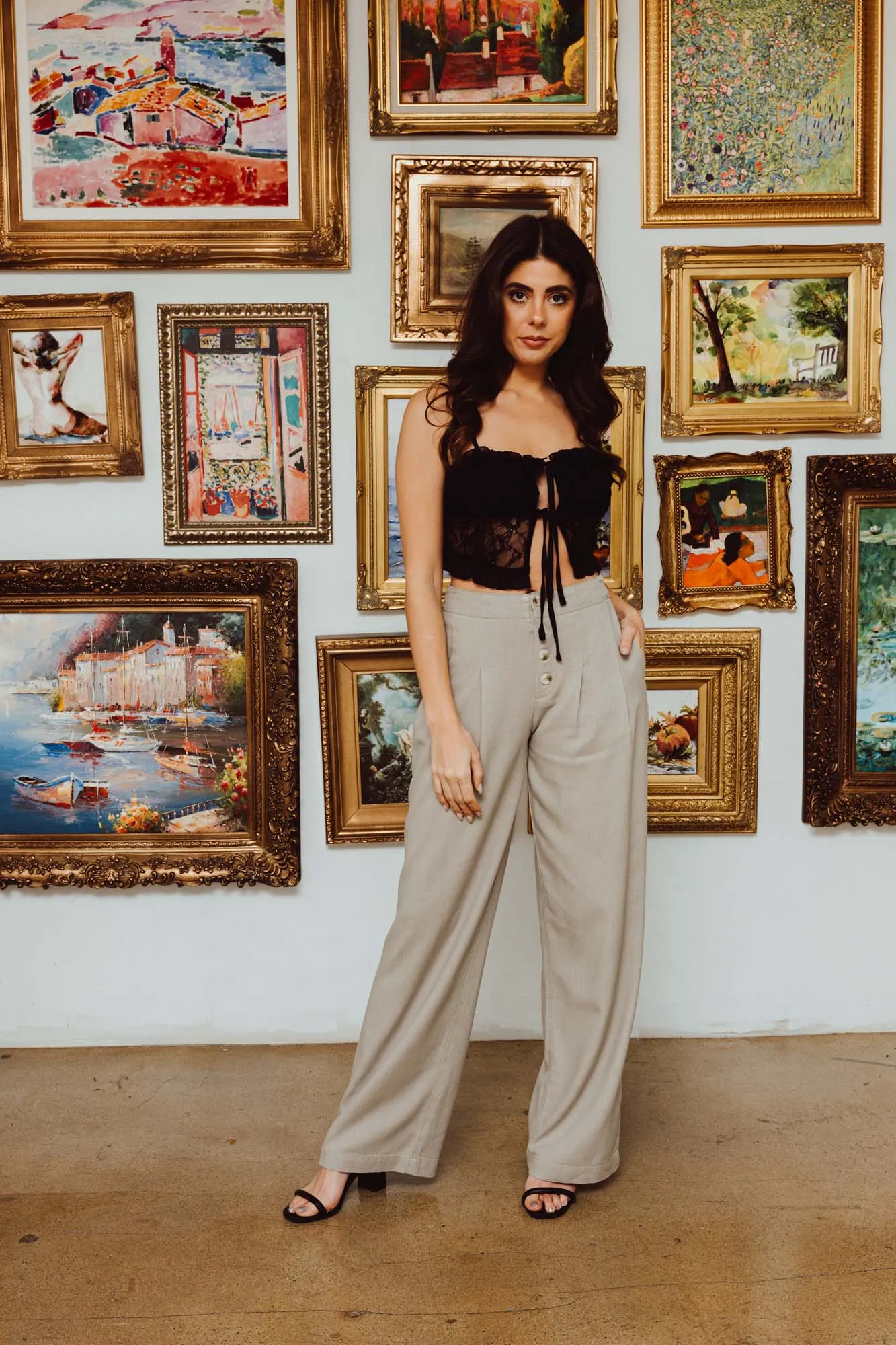 WIDE LEG BEACH PANT - TAUPE