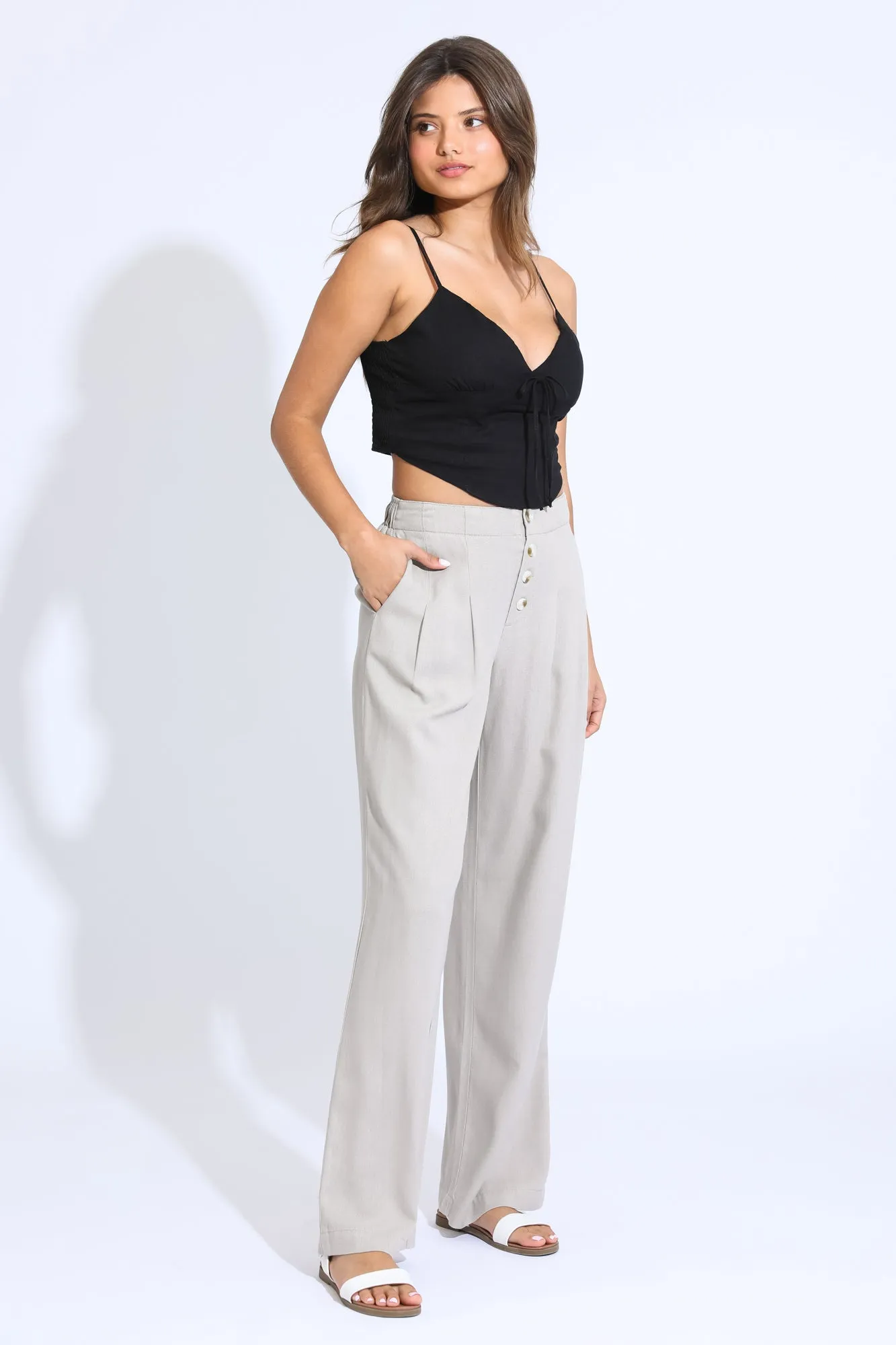WIDE LEG BEACH PANT - TAUPE