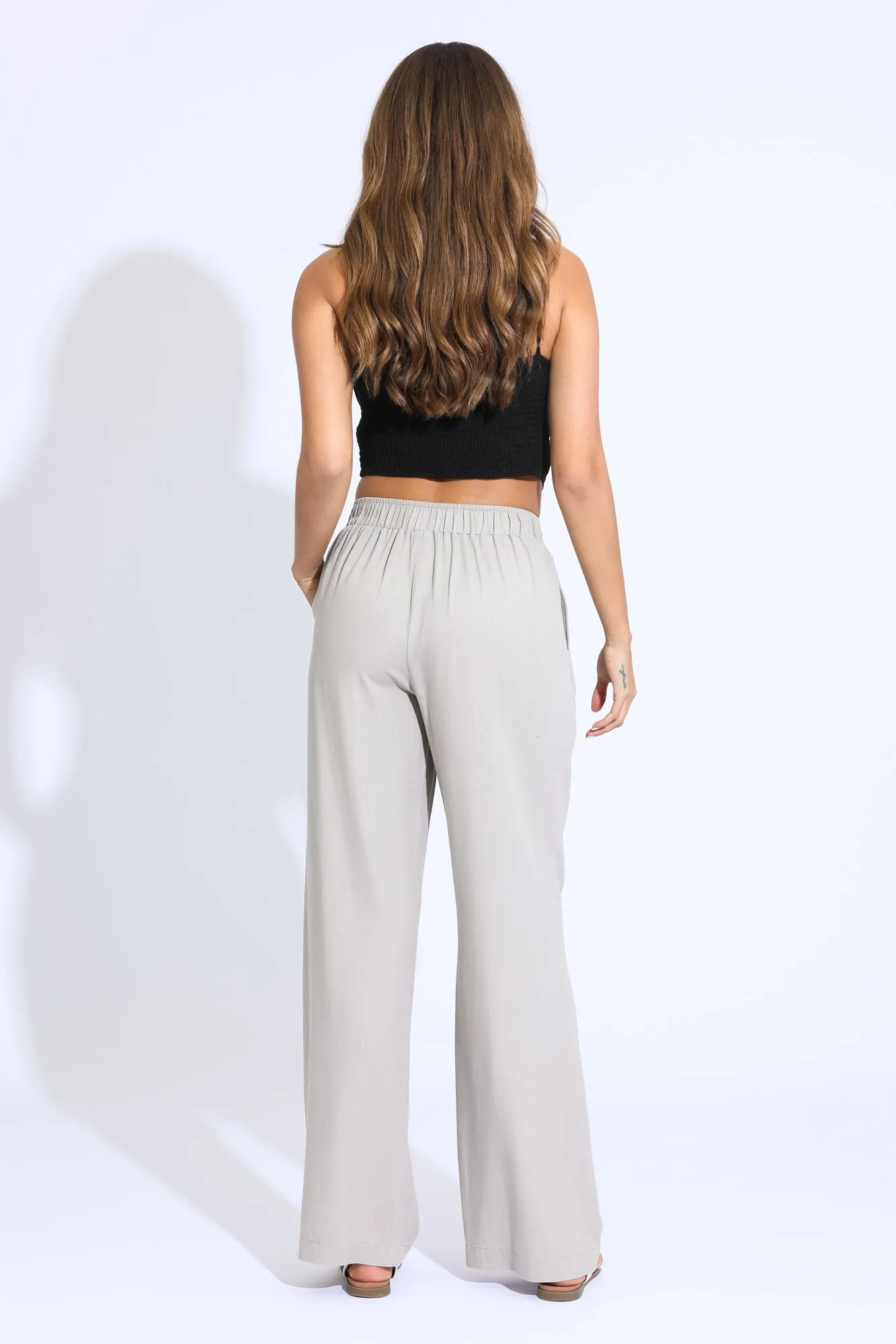 WIDE LEG BEACH PANT - TAUPE