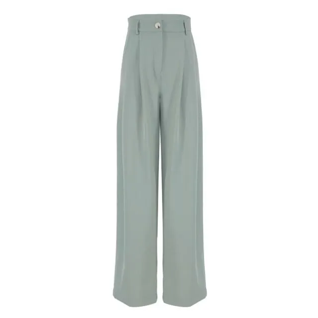 Wide leg Pleated Loose Trousers and Top set