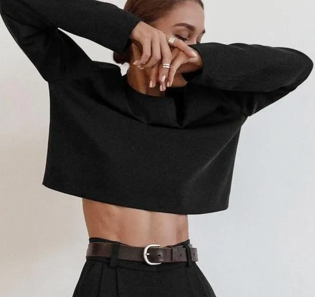 Wide leg Pleated Loose Trousers and Top set