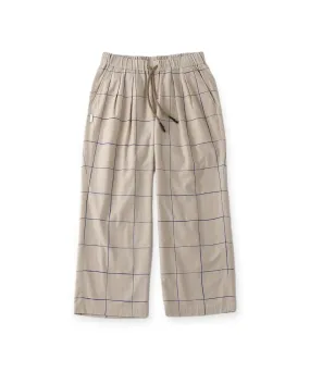 WIDE PANTS "BEIGE/BLUE CHECK"