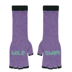 Wild Swim Fingerless Gloves in Violet with Peppermint & Seaweed