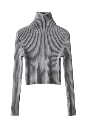 'Wilma' Rib-Knit Turtleneck Long Sleeved Sweater (3 Colors)