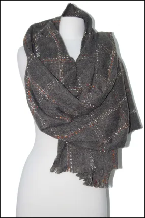 Windowpane Check Oblong Scarf