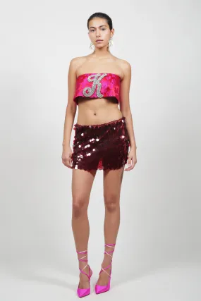 Wine Pailette Mini Skirt