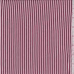 Wine/White Stripe Rayon Challis Fabric