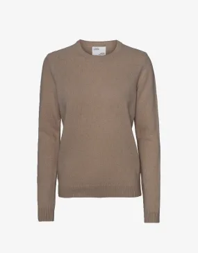 Women Classic Merino Wool Crew - Warm Taupe