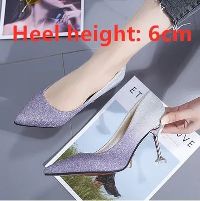 Women Fashion Golden Comfortable on Lady Wedding Party High Heel