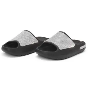 Women Fashion Slides Platform Rhinestone Decor Slide Sandals