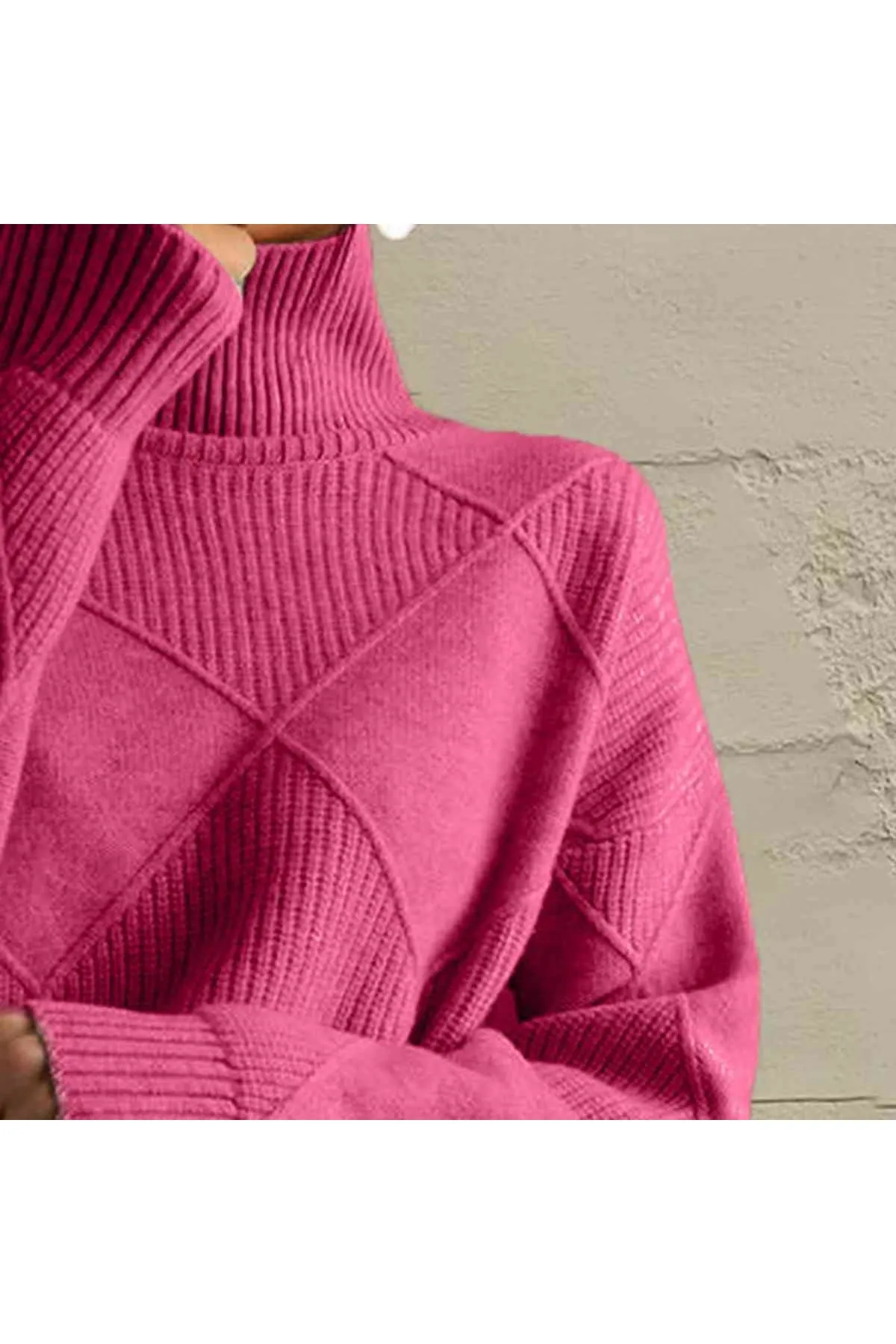 Women Geometric Turtleneck Long Sleeve Sweater