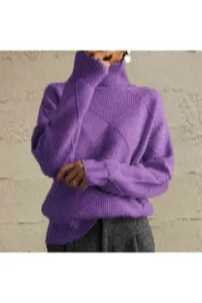 Women Geometric Turtleneck Long Sleeve Sweater