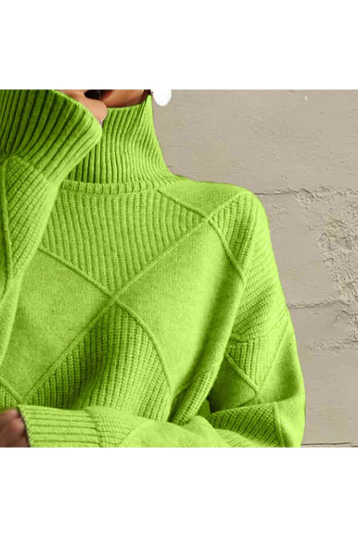 Women Geometric Turtleneck Long Sleeve Sweater