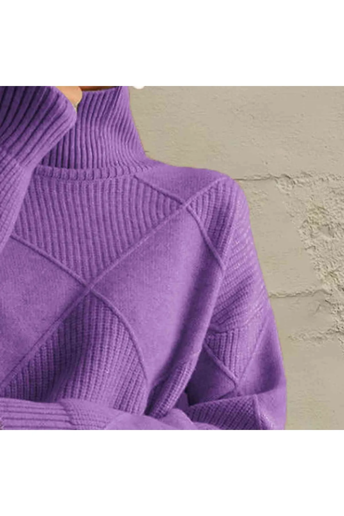 Women Geometric Turtleneck Long Sleeve Sweater