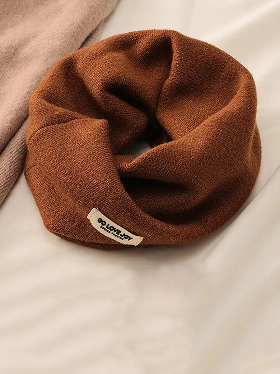 Women Knitted Solid Ear-Hanging Scarf
