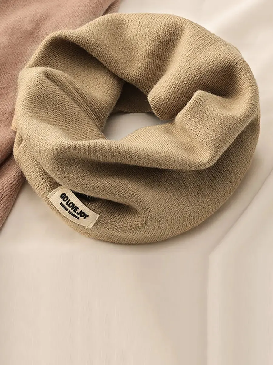 Women Knitted Solid Ear-Hanging Scarf