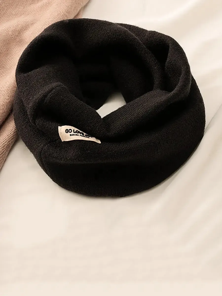Women Knitted Solid Ear-Hanging Scarf