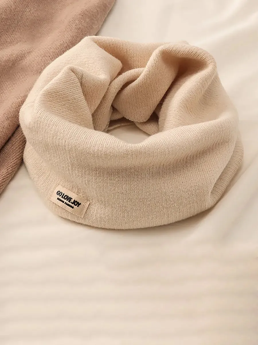 Women Knitted Solid Ear-Hanging Scarf