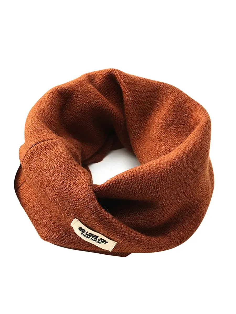 Women Knitted Solid Ear-Hanging Scarf