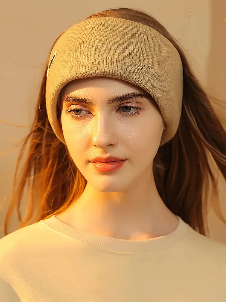 Women Knitted Solid Ear-Hanging Scarf