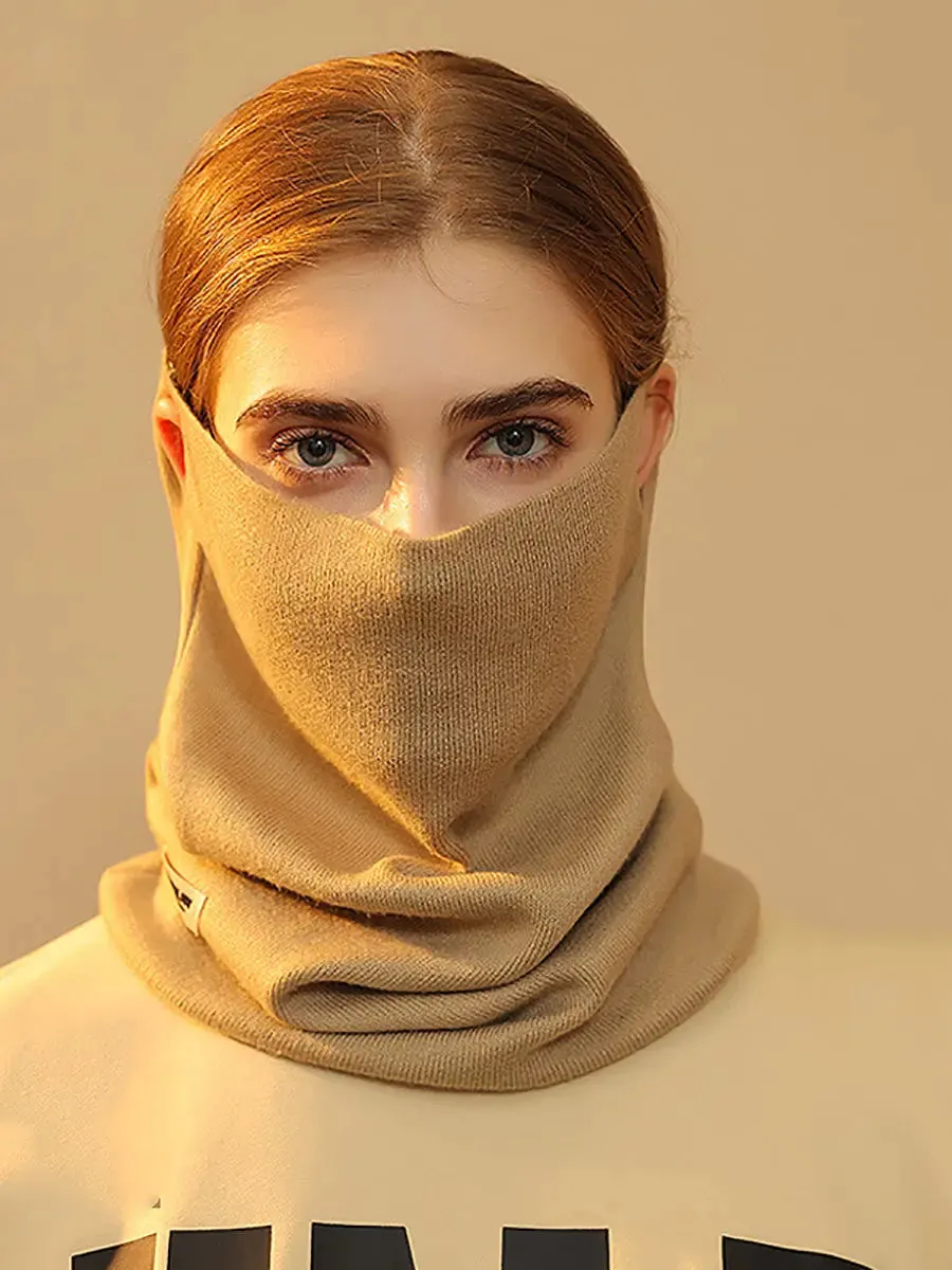 Women Knitted Solid Ear-Hanging Scarf