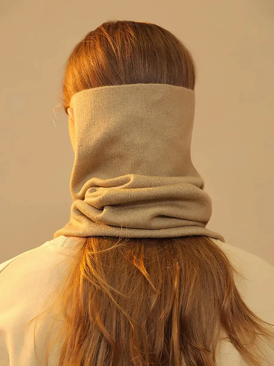 Women Knitted Solid Ear-Hanging Scarf