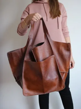 Women Large Capacity Tote Bag Solid Simple Shoulder Handbag