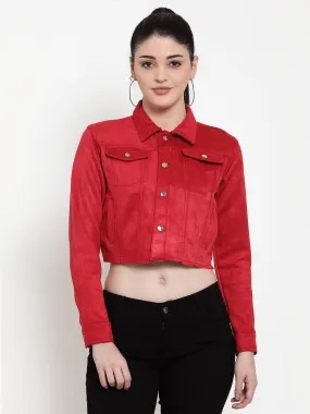 Women Red Sweet Solid Jacket