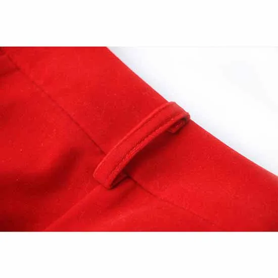Women Single Breasted Blazer Red Jacket and Suit Pants 2 Pieces Suit