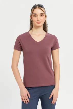Women Taupe Basic T-Shirt